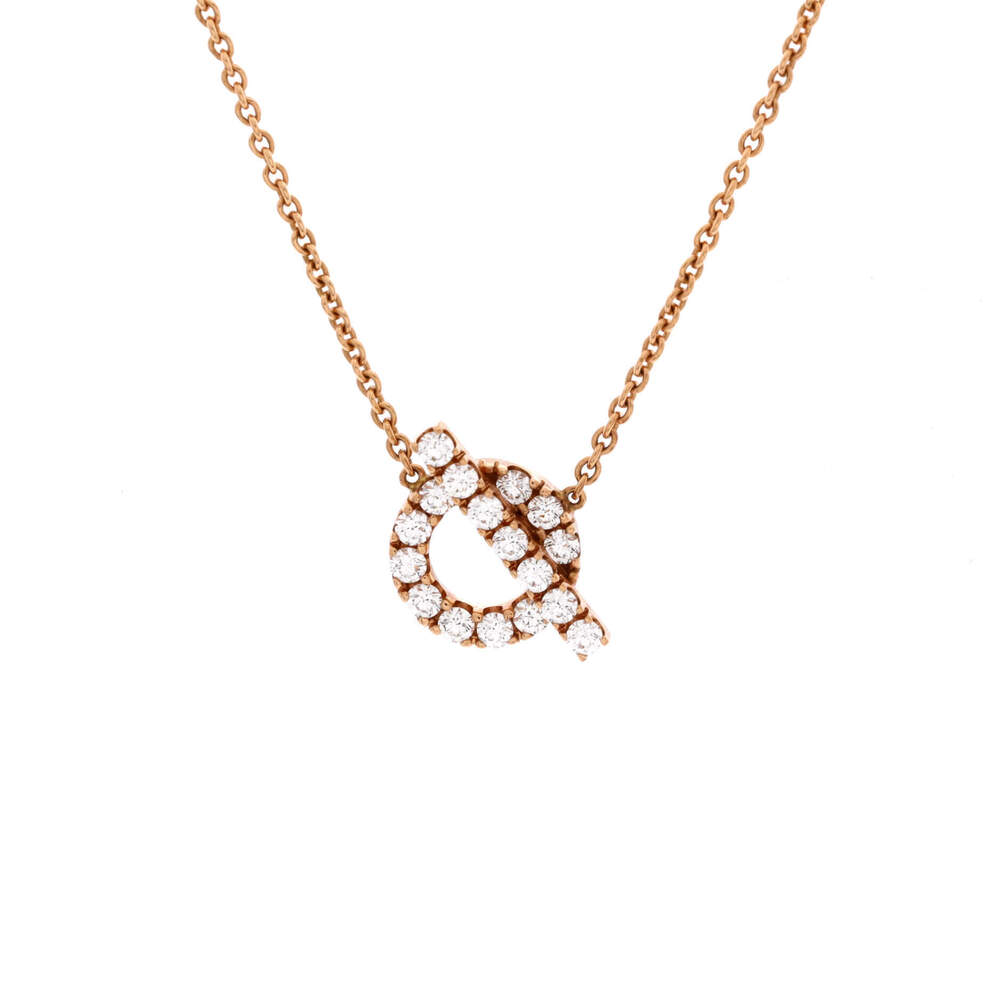 Hermes Finesse Pendant Necklace 18K Rose Gold and Diamonds